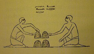 balletje balletje goocheltruc afbeelding op muur Egypte